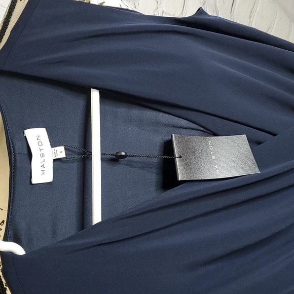 Halston Felix Matte Jersey Asymmetric Jumpsuit in Navy - Picture 5 of 9